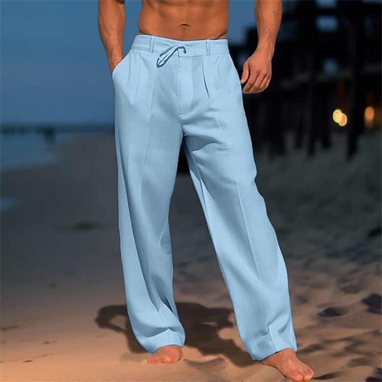 Axel | Men's Linen Pants White Drawstring Relaxed Fit