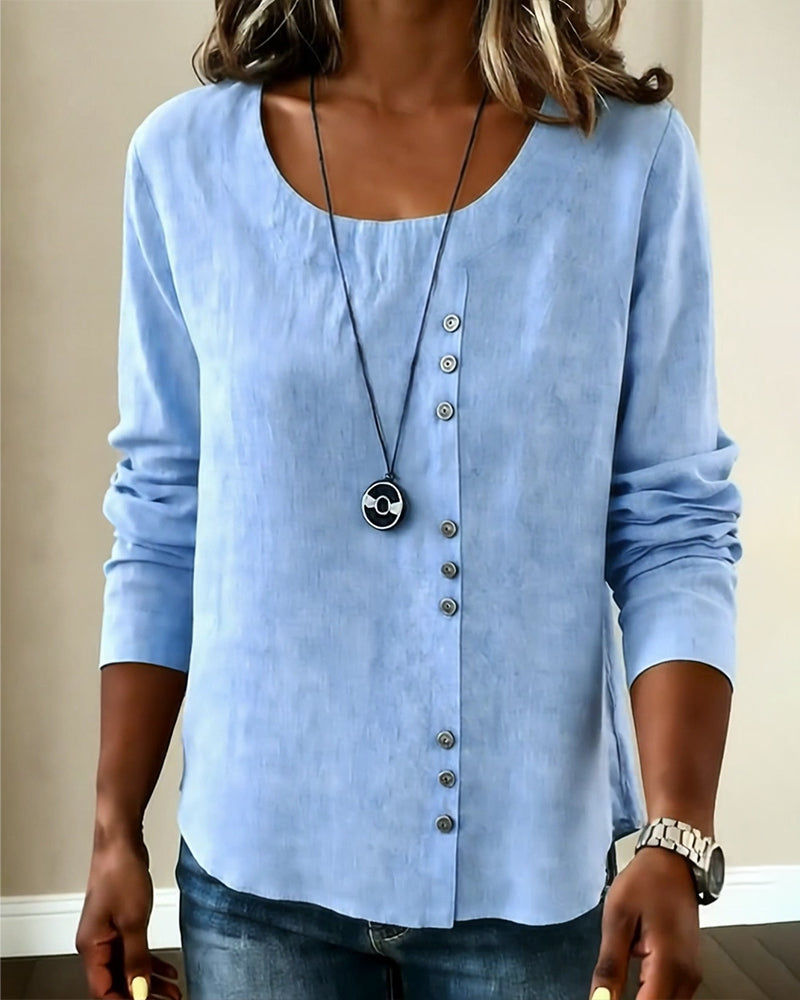 Camille | Women's Long Sleeve Button Down Shirt Light Blue