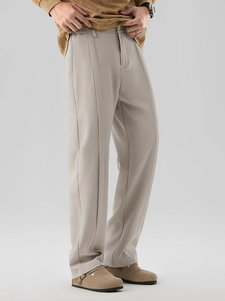 Rowan | Men's Pleated Dress Pants Beige Straight Leg