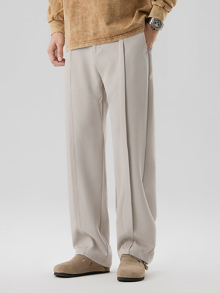 Rowan | Men's Pleated Dress Pants Beige Straight Leg