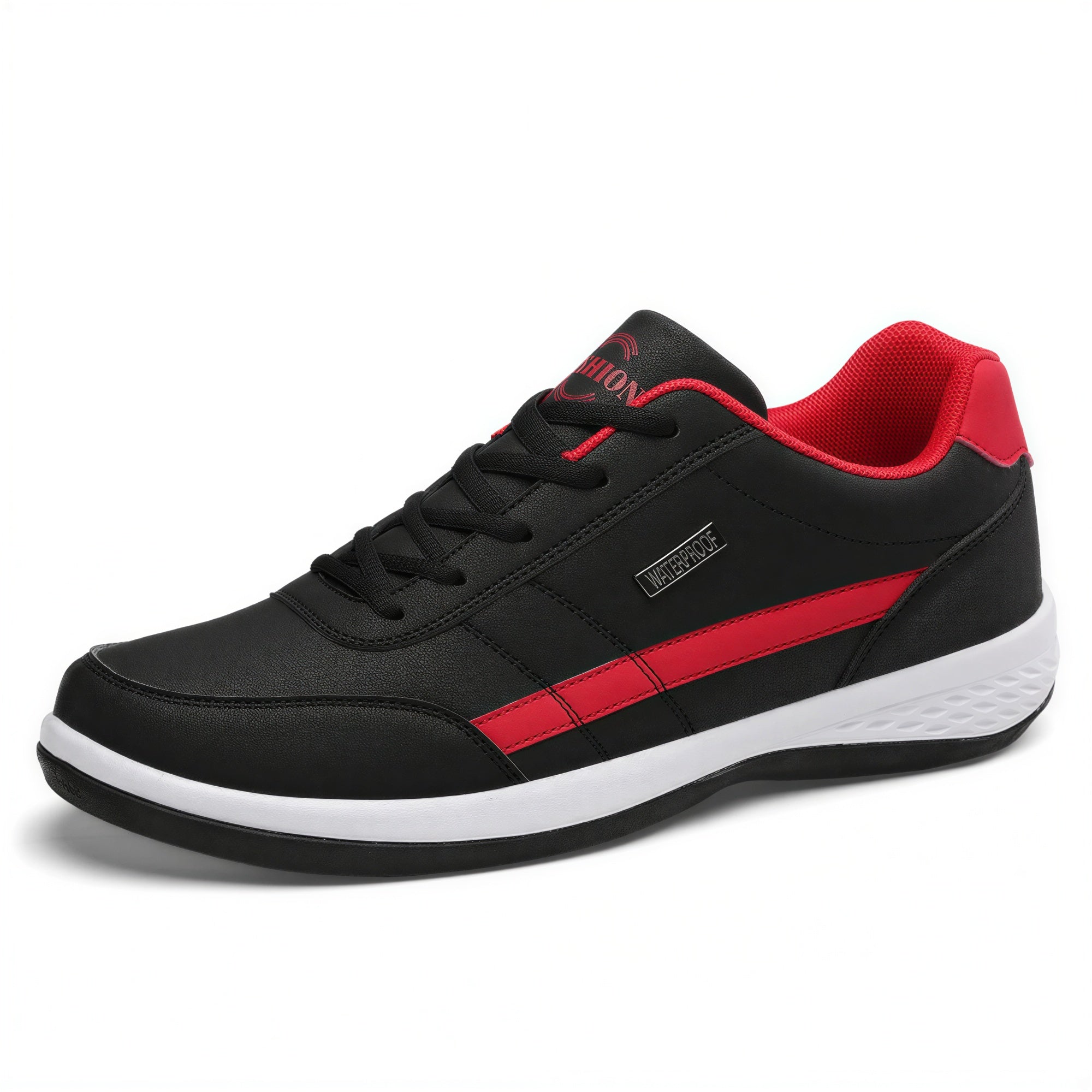 Jude | Men's Casual Low Top Sneakers Black Red White