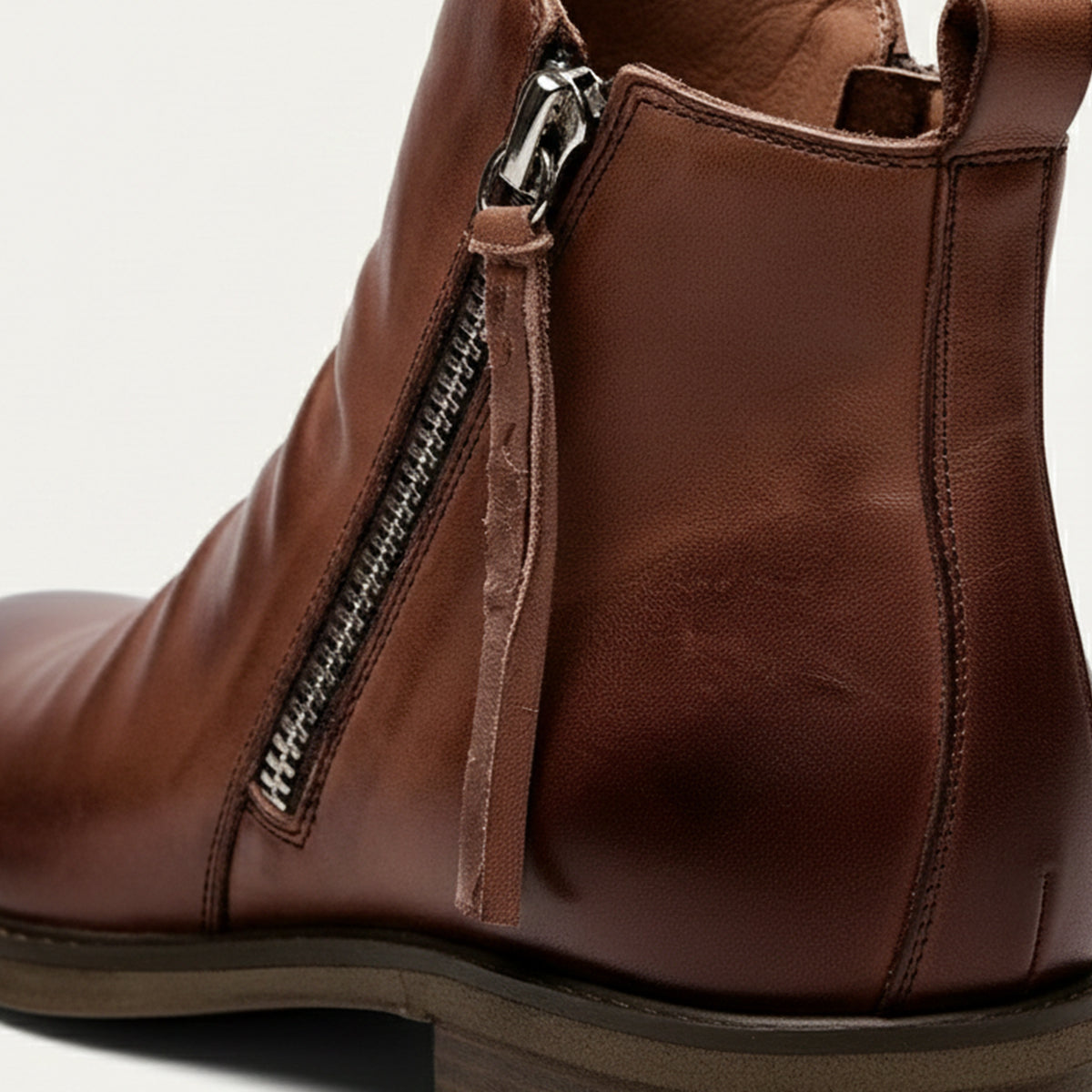 Callum | Men's Brown Leather Chelsea Boots Zip Side