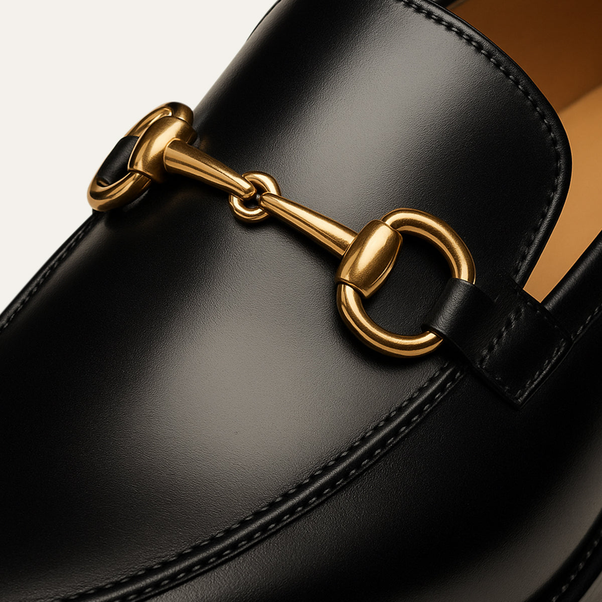 Voss | Men's Leather Horsebit Loafer Black Gold Hardware