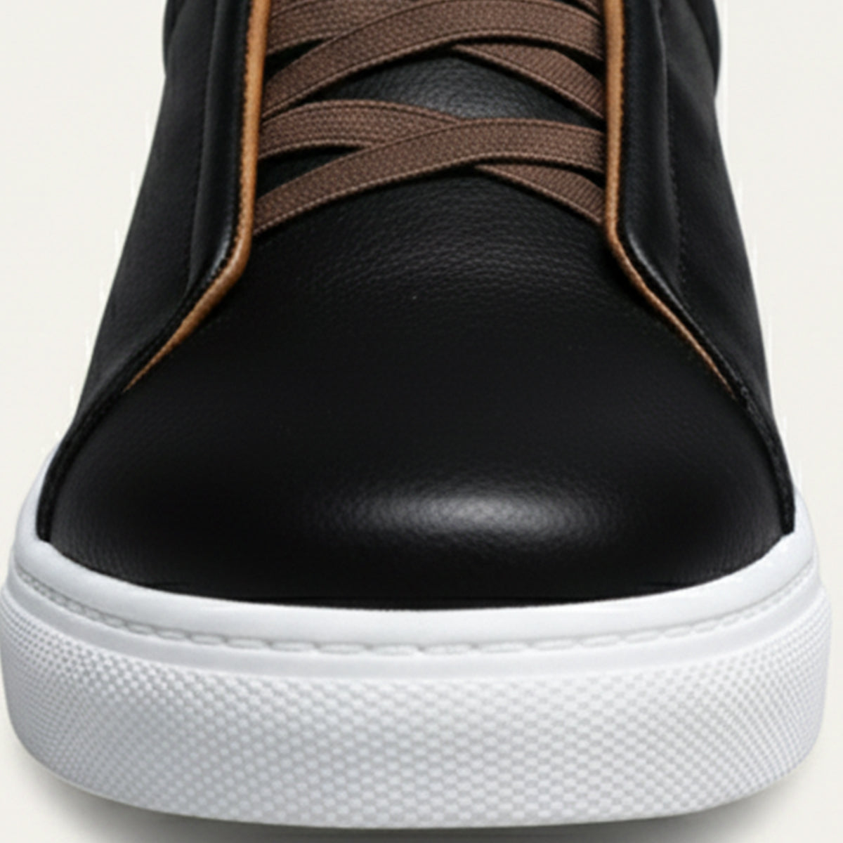 Rowan | Men's Casual Leather Slip On Sneaker Black White