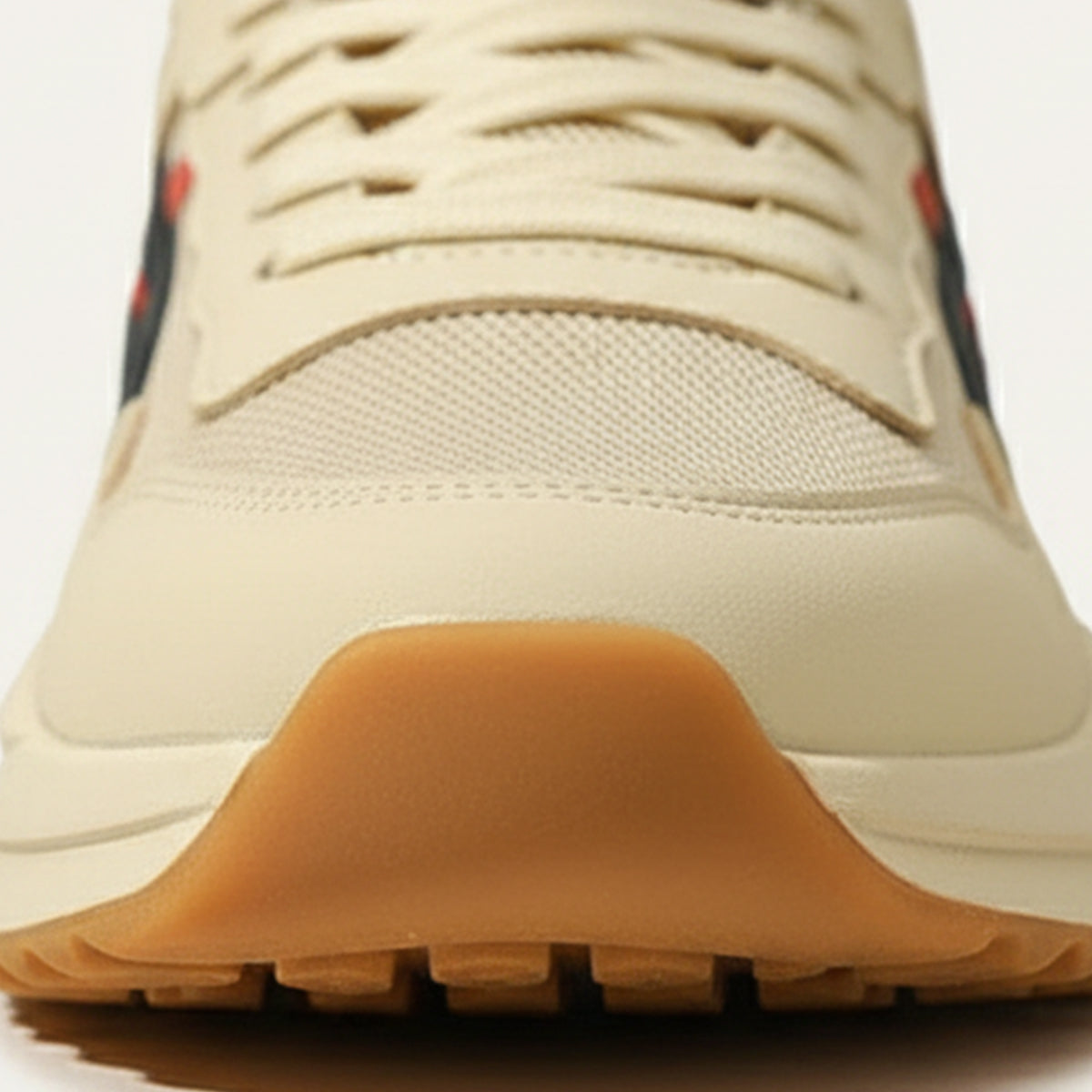 Bram | Men's Cream Navy Mesh Lace Up Runner Sneaker