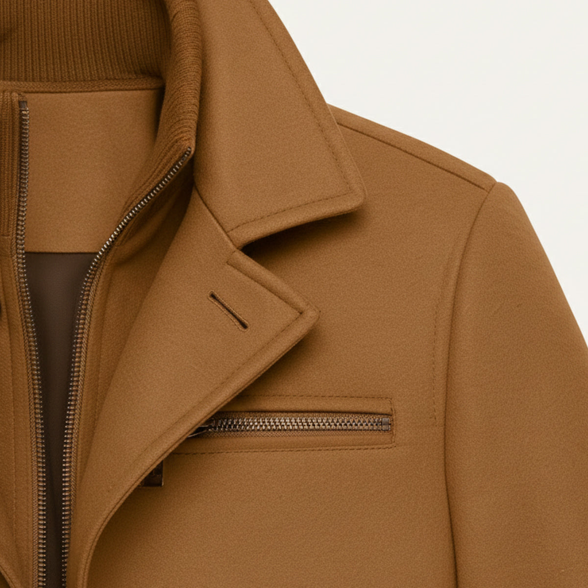 Callum | Men's Wool Blend Overcoat Camel Button Front