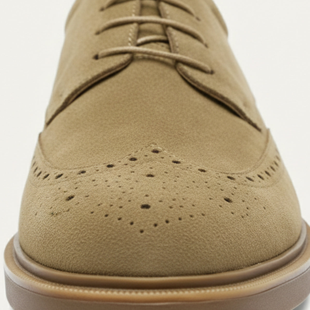 Ezra | Men's Suede Wingtip Oxford Beige Dress Shoe
