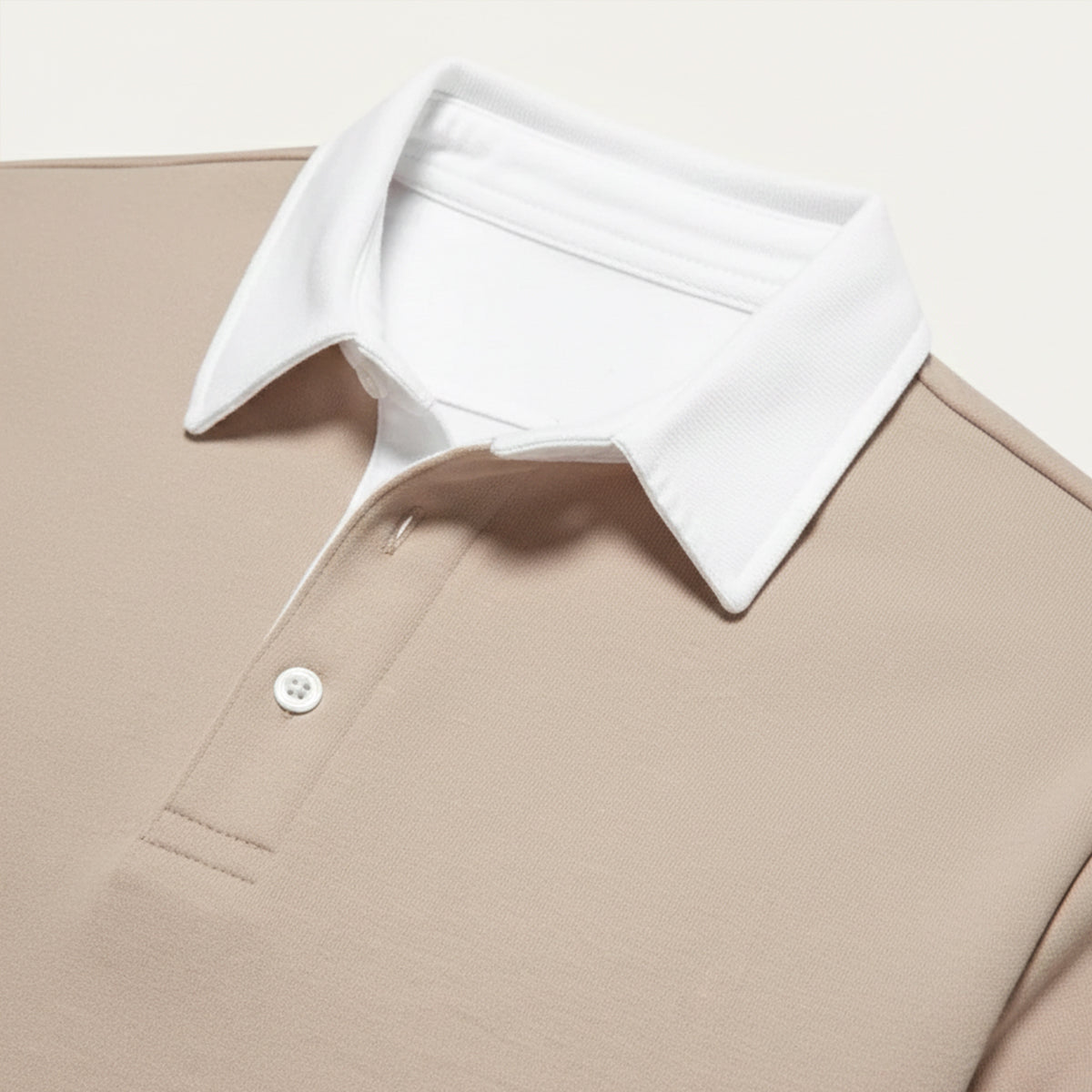 Axel | Men's Long Sleeve Polo Shirt Cream White Collar