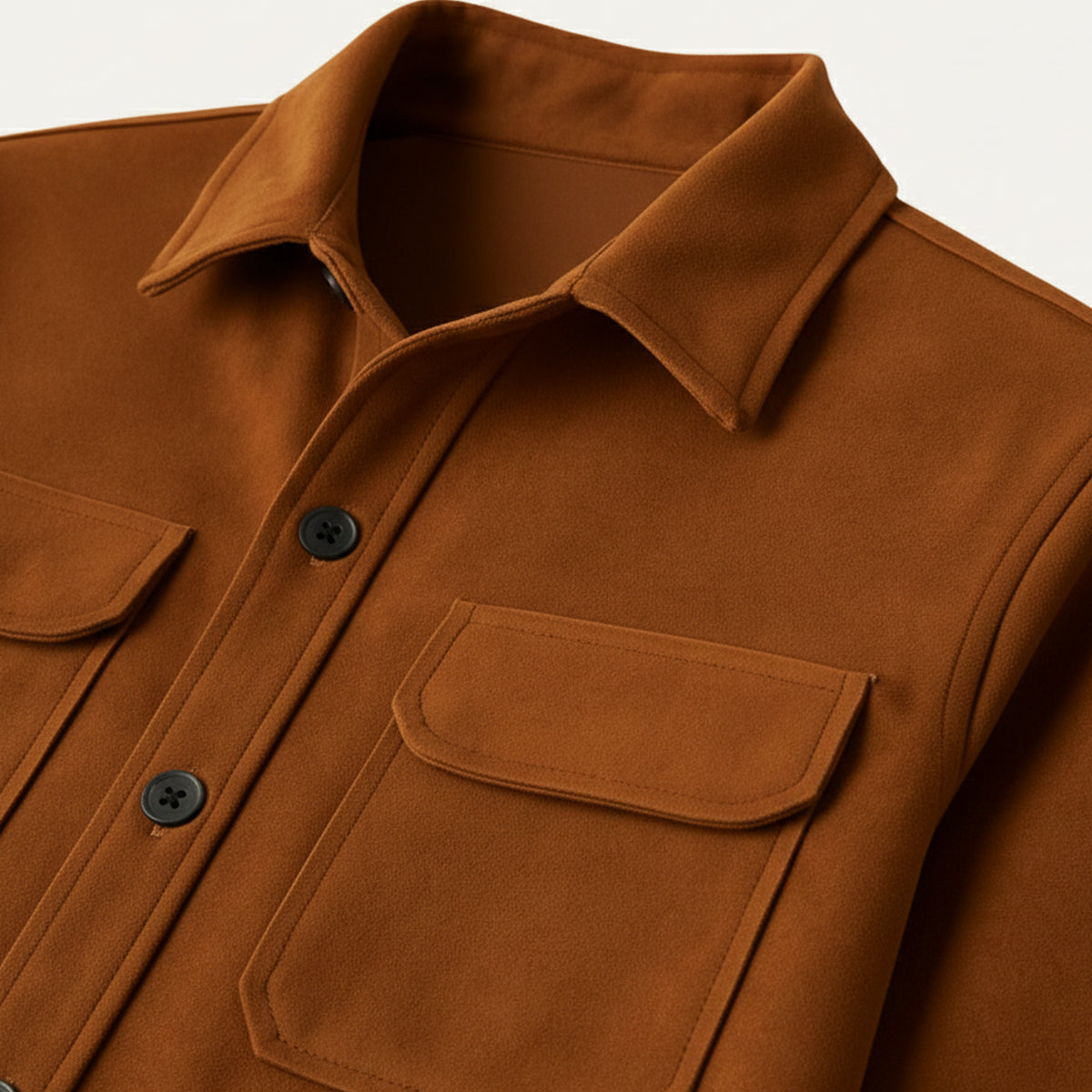 Marco | Men's Casual Suede Overshirt Brown Chest Pocket