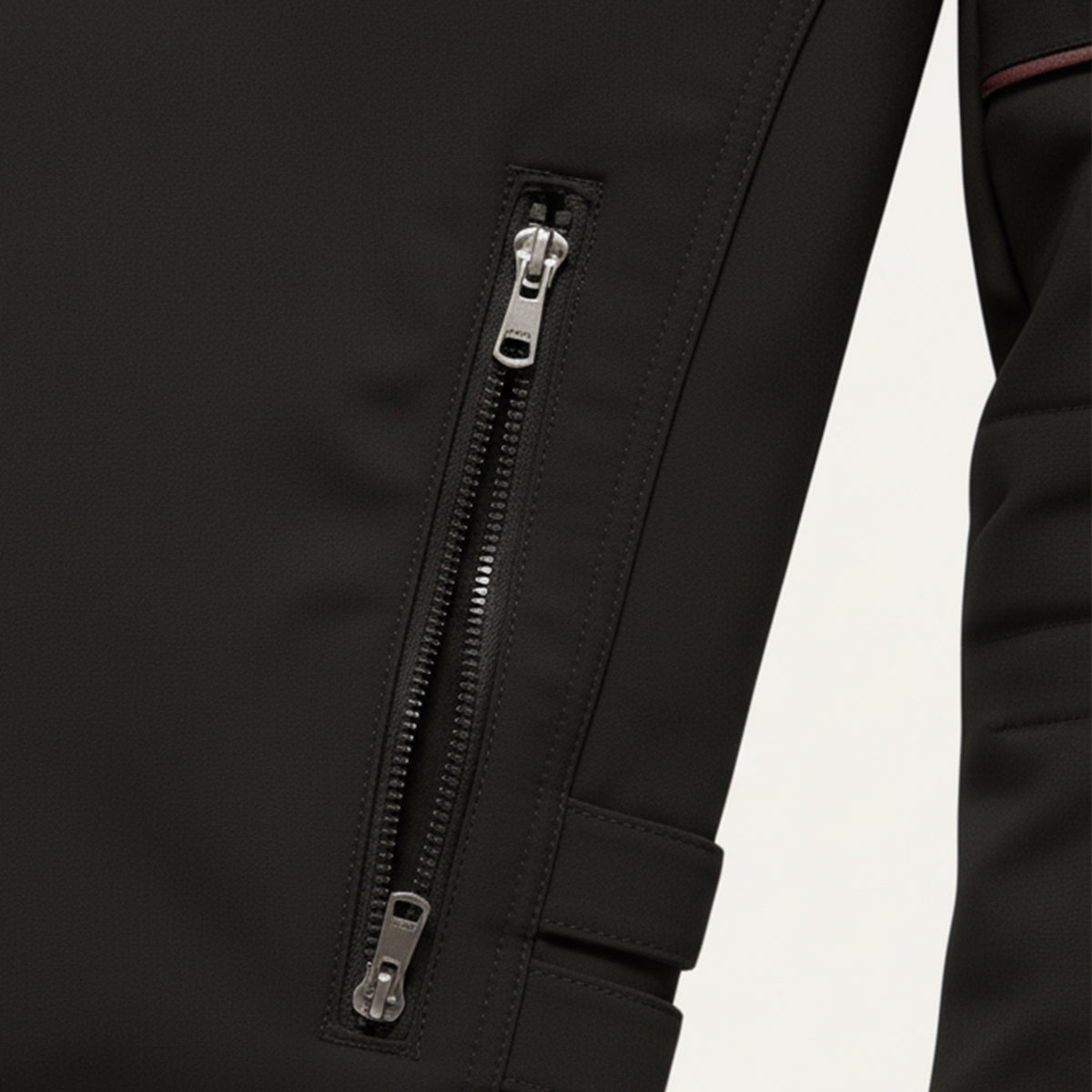 Bram | Men's Moto Jacket Black Quilted Sleeve Stripe