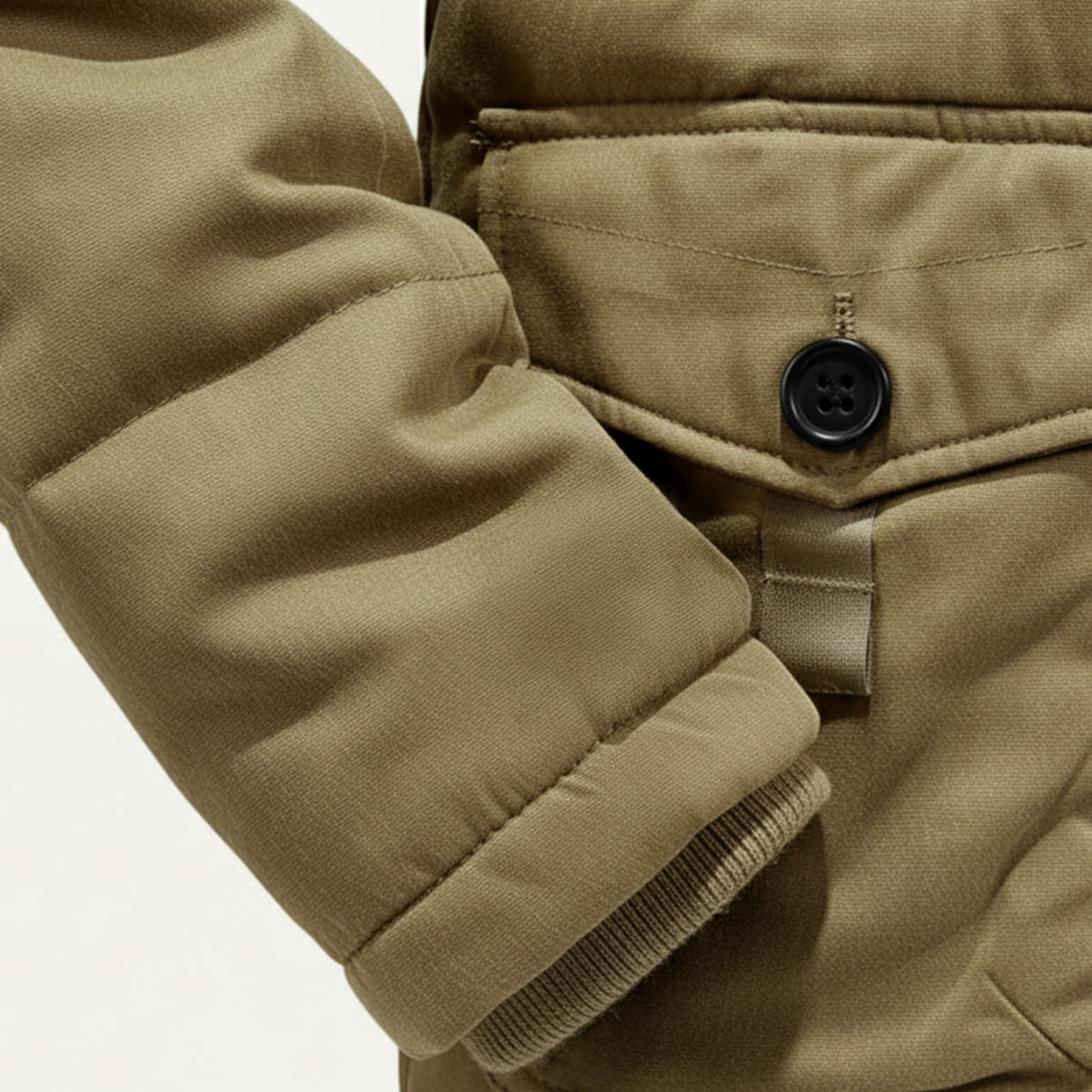 Jude | Men's Puffer Jacket Beige Faux Fur Hood Fleece Lined
