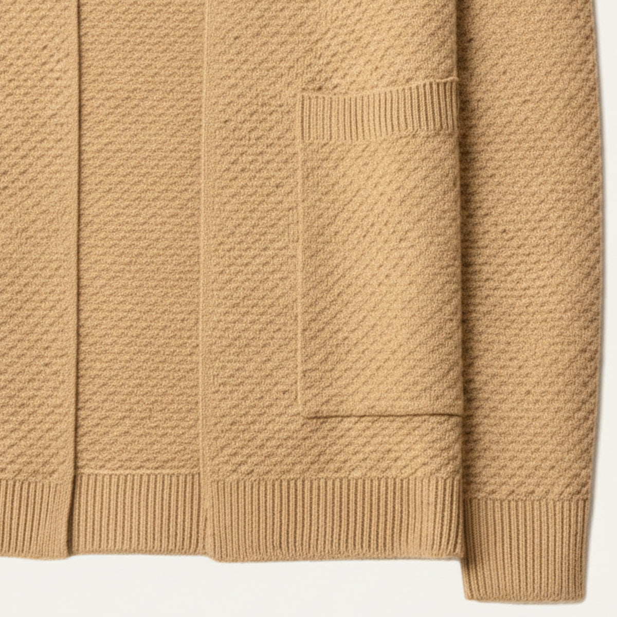Callum | Men's Cable Knit Cardigan Cream Open Front Pockets