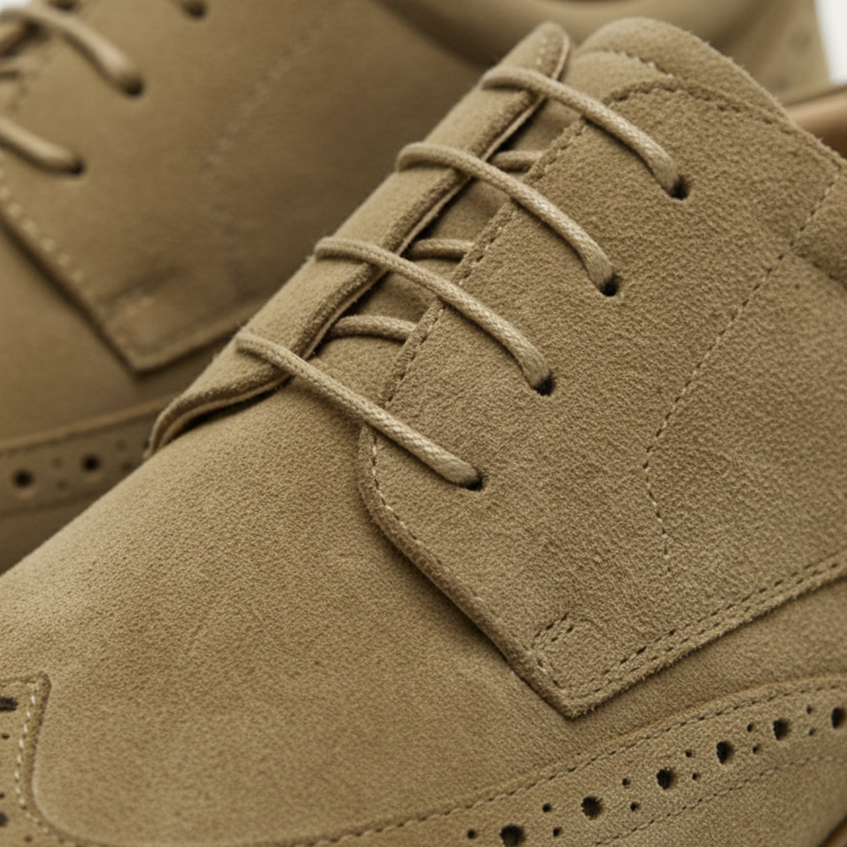 Ezra | Men's Suede Wingtip Oxford Beige Dress Shoe