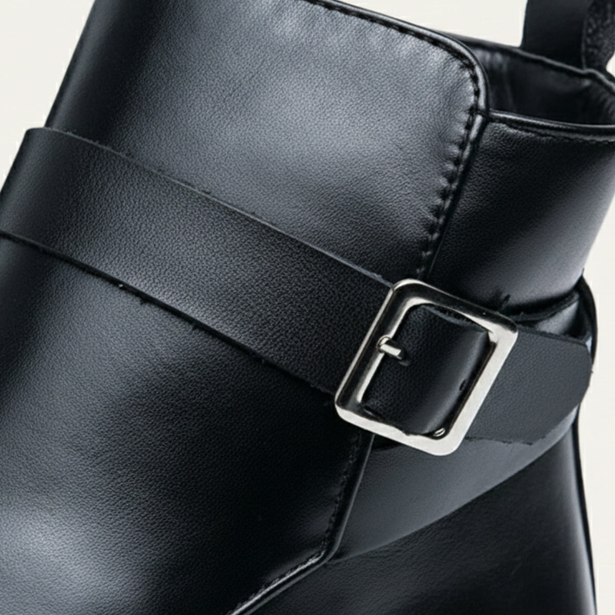 Axel | Men's Black Leather Ankle Boots Buckle Strap