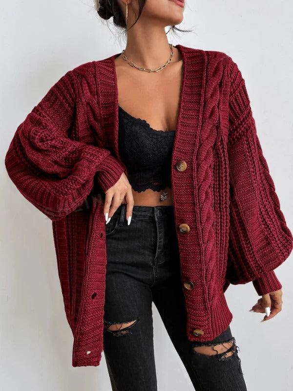Dama Washington Ulyssa oversized cable knit cardigan - front view