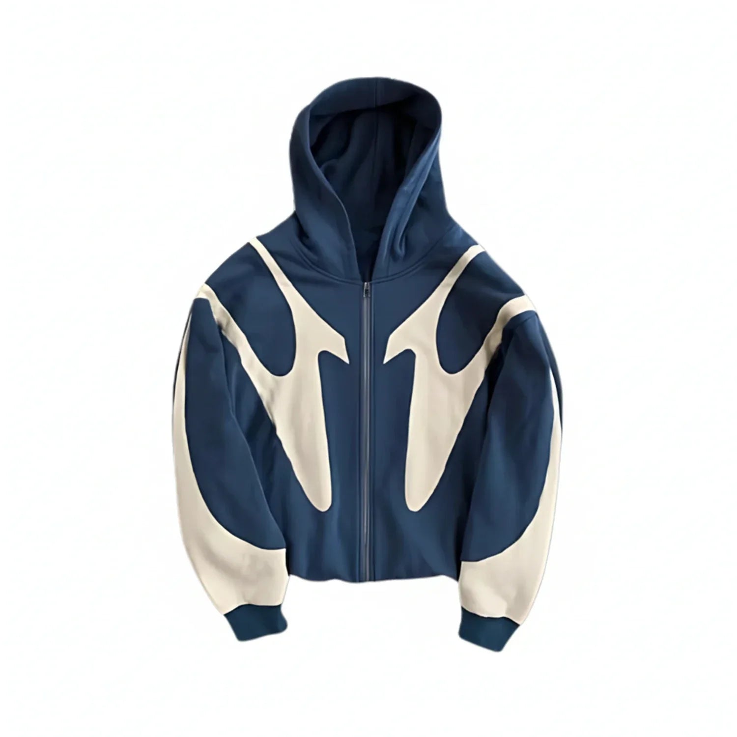 Axel | Men's Oversized Zip Up Hoodie Navy Cream Colorblock