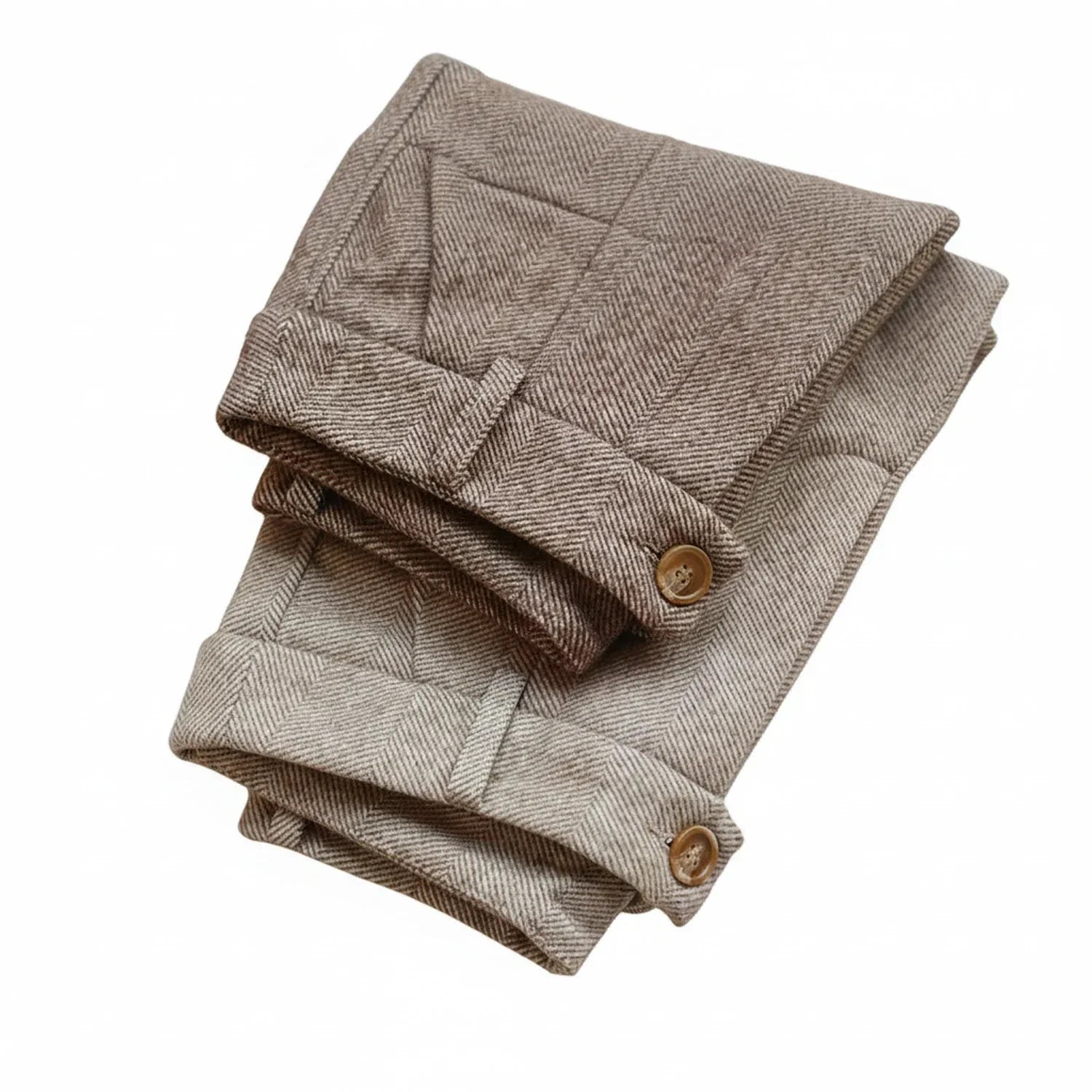 Axel | Men's Tapered Dress Pants Beige Herringbone