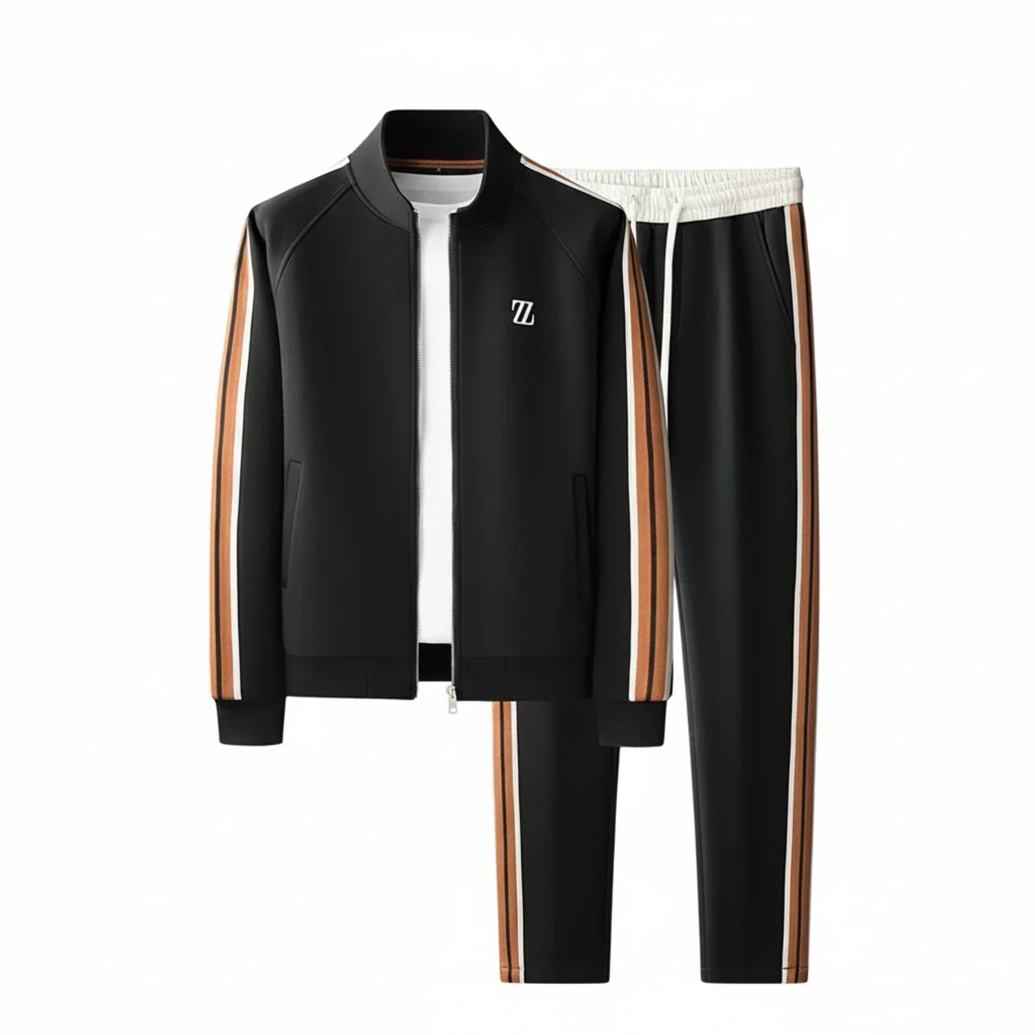 Vance | Men's Tracksuit Brown Zip Up Jacket Jogger Set