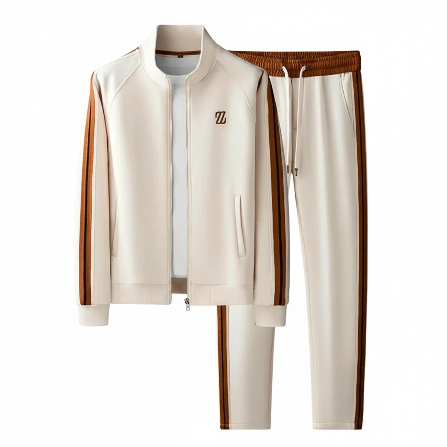 Vance | Men's Tracksuit Brown Zip Up Jacket Jogger Set