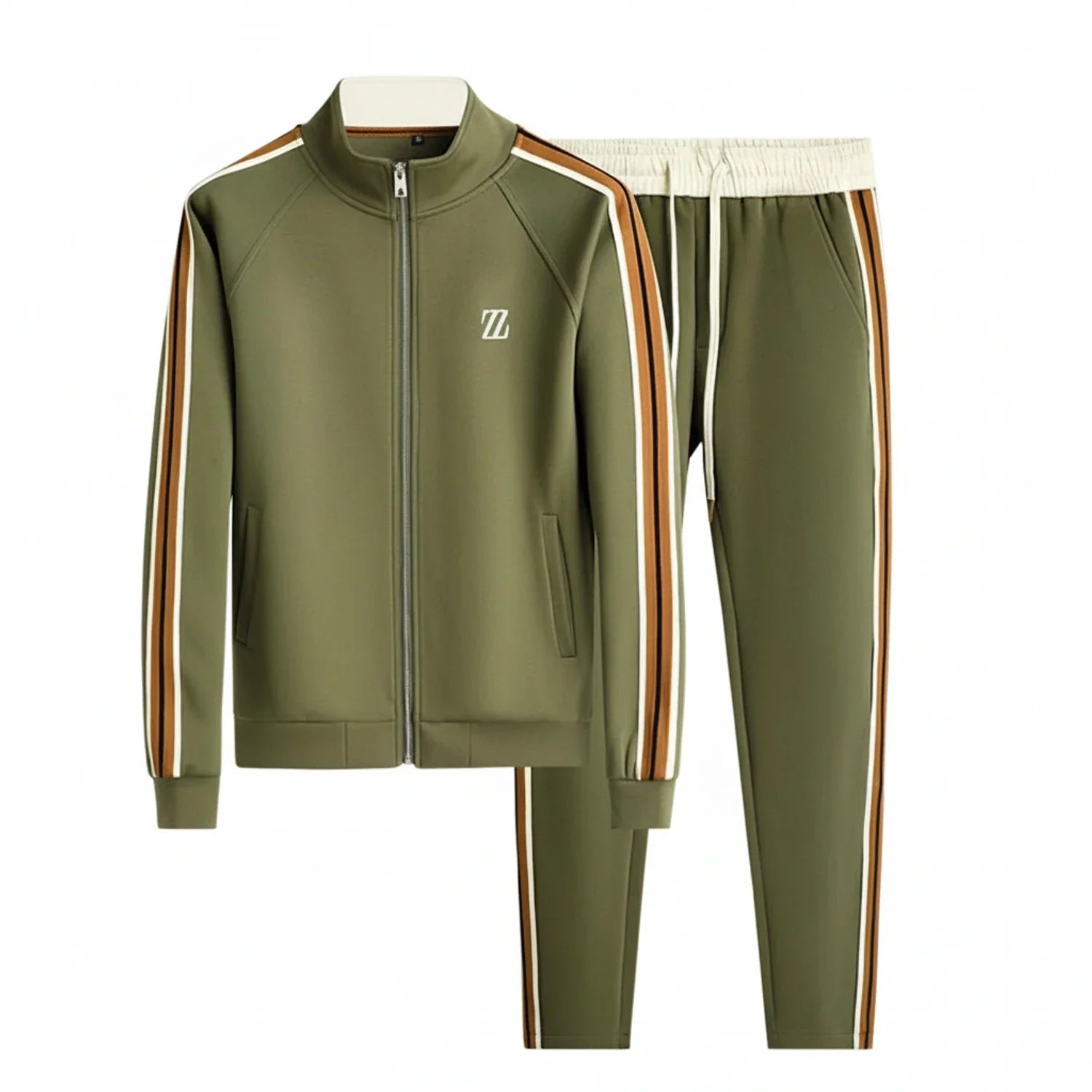 Vance | Men's Tracksuit Brown Zip Up Jacket Jogger Set