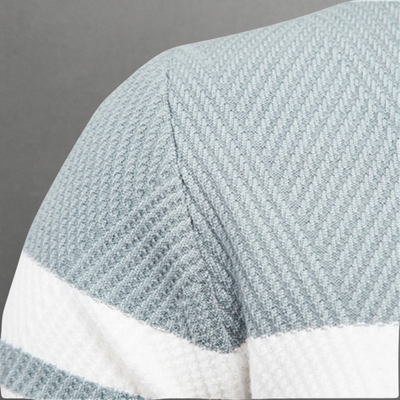 Axel | Men's Crew Neck Sweater Sage Green White Stripe