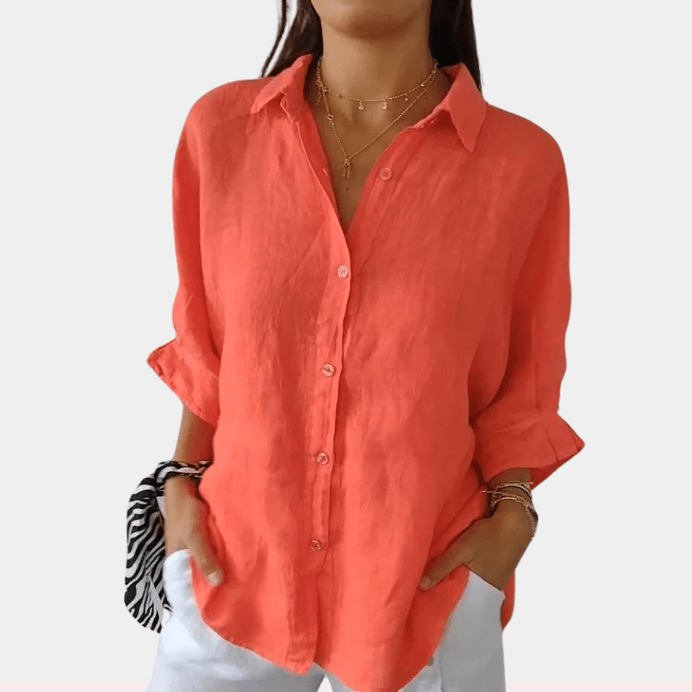 Vera | Women's Linen Shirt White Button Down