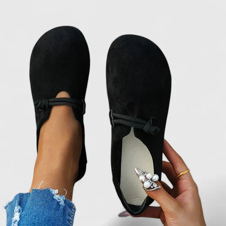 Ivy | Women's Suede Slip On Mule Cream Rope Detail