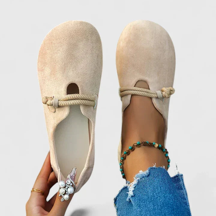 Ivy | Women's Suede Slip On Mule Cream Rope Detail