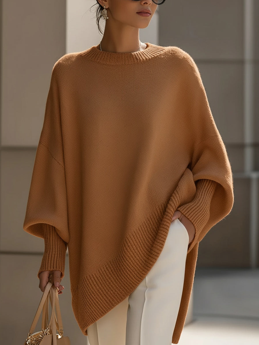 Nola | Women's Oversized Knit Sweater Cream Crew Neck