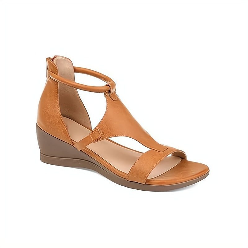 Ivy | Women's Open Toe Wedge Sandals Gray Comfort Fit