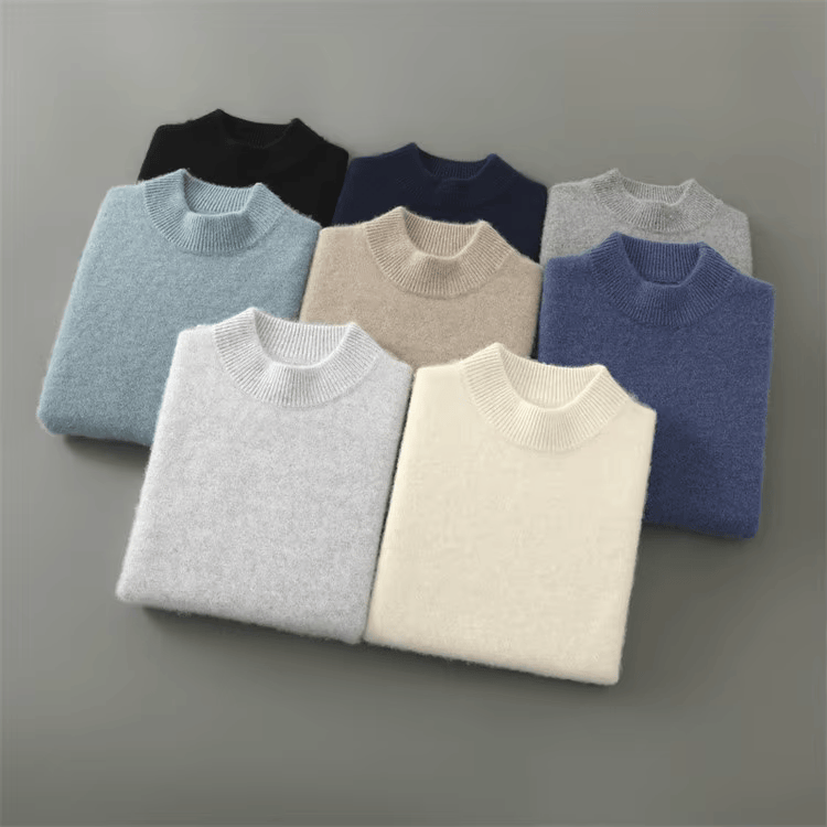 Axel | Men's Crew Neck Sweater Cream Ribbed Knit