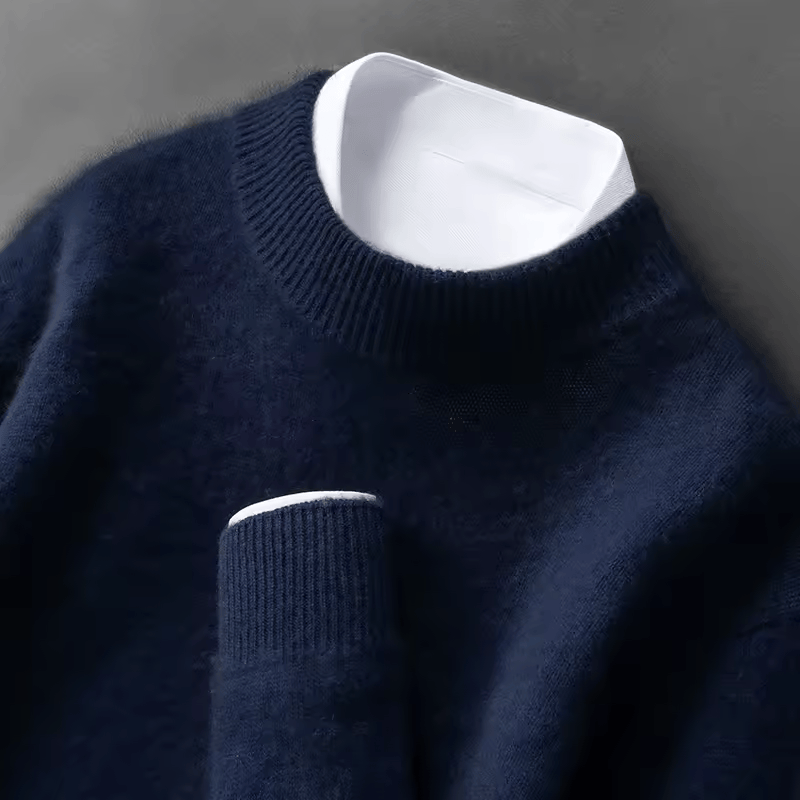 Axel | Men's Crew Neck Sweater Cream Ribbed Knit