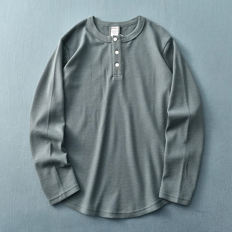 Axel | Men's Long Sleeve Henley Shirt Light Blue