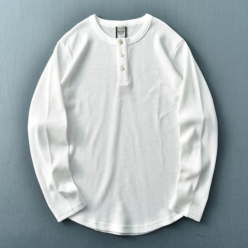Axel | Men's Long Sleeve Henley Shirt Light Blue