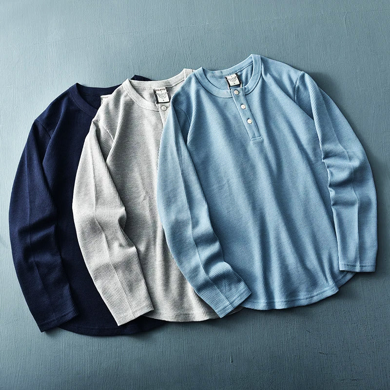 Axel | Men's Long Sleeve Henley Shirt Light Blue