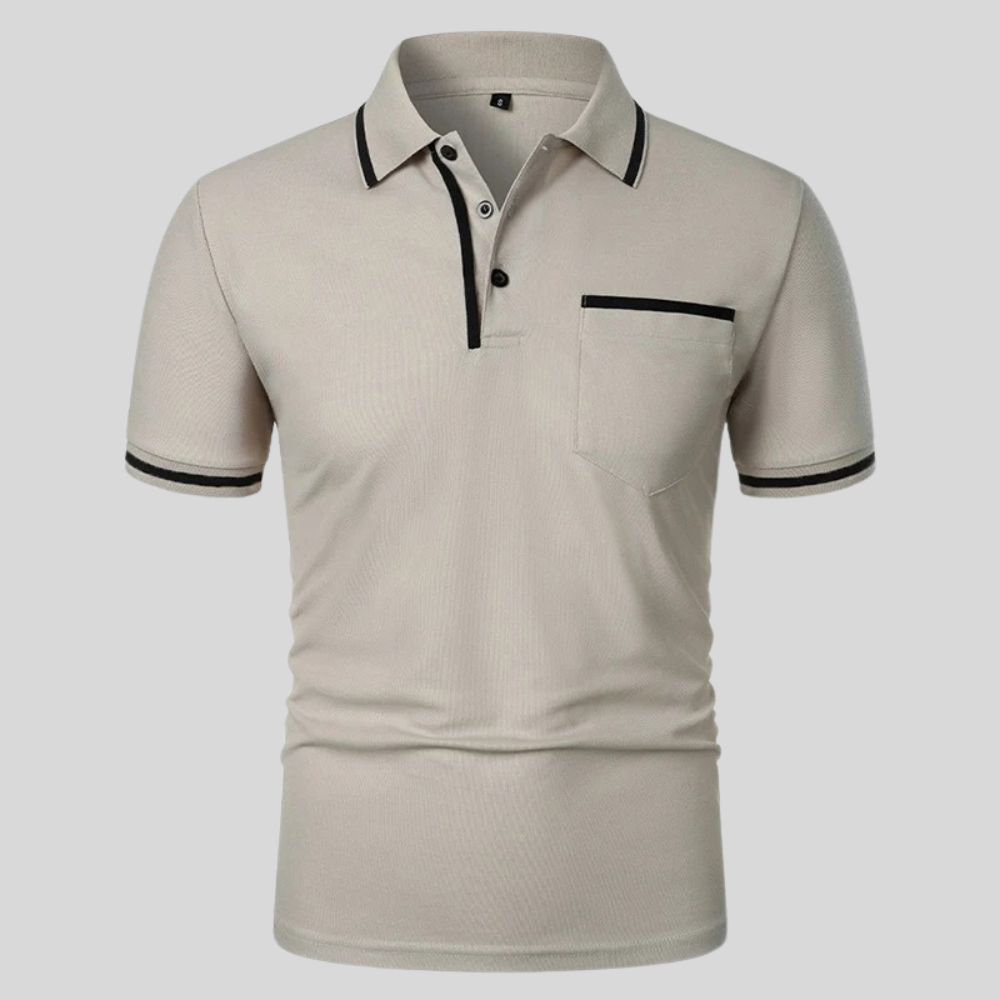 Axel | Men's Polo Shirt Short Sleeve Cream Black Trim
