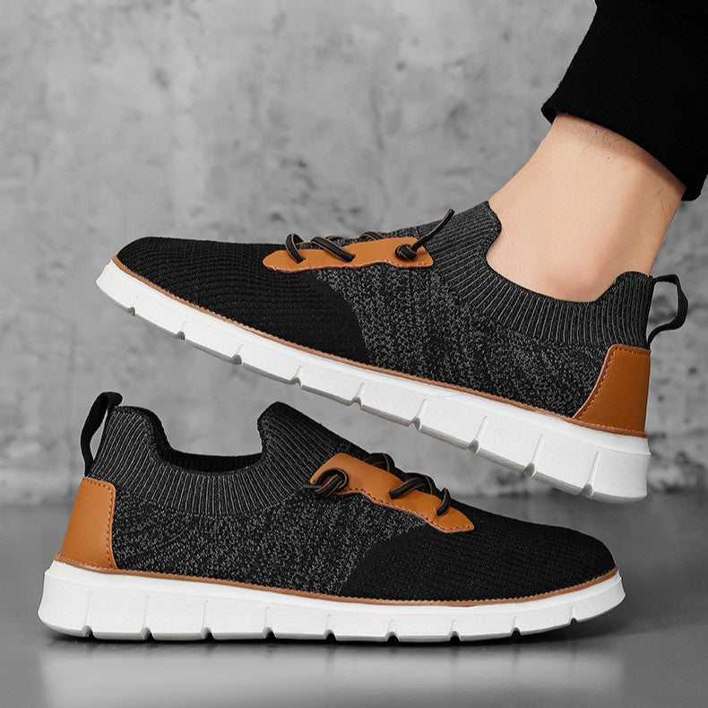 Axel | Men's Slip On Sneakers Black Orange White