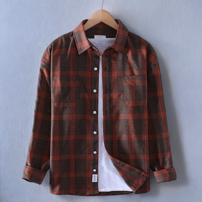 Axel | Men's Flannel Shirt Navy Plaid Long Sleeve