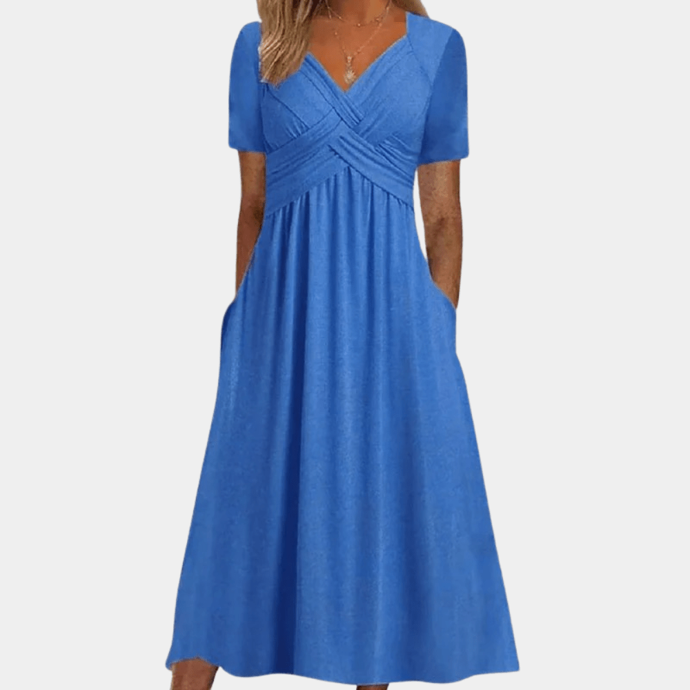 Mia | Women's Wrap Maxi Dress Black Short Sleeve