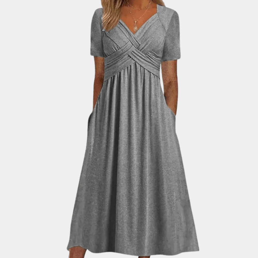 Mia | Women's Wrap Maxi Dress Black Short Sleeve