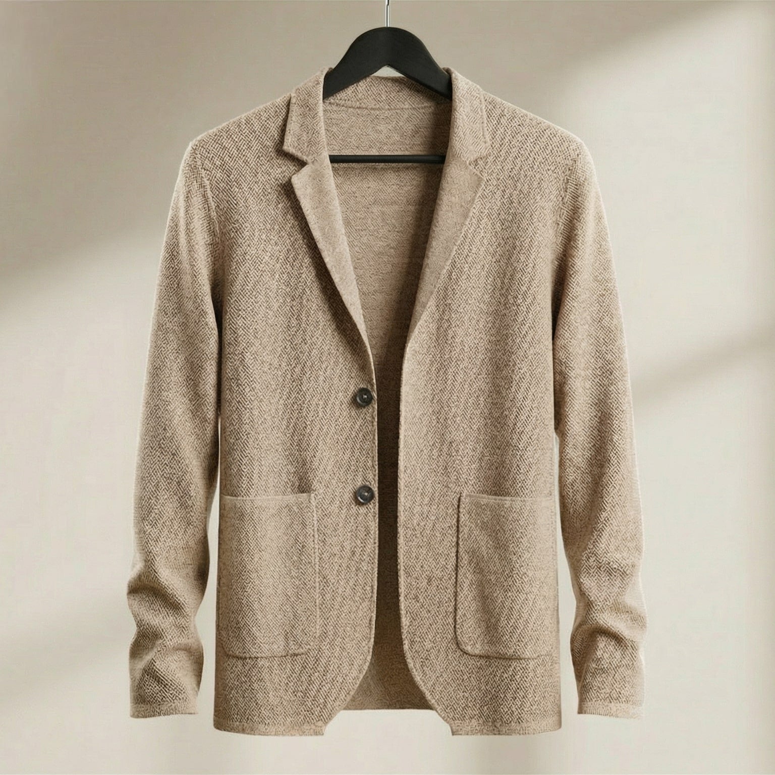 Ash | Men's Casual Knit Blazer Cream Two Button