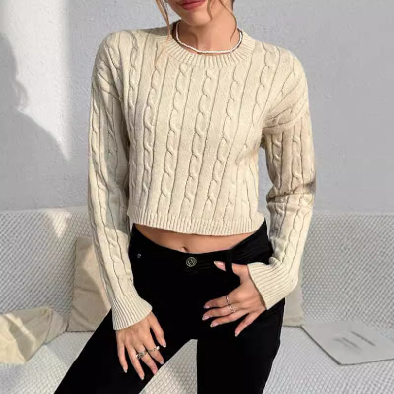 Dama Washington Nicolette women's cropped cable knit sweater - front view