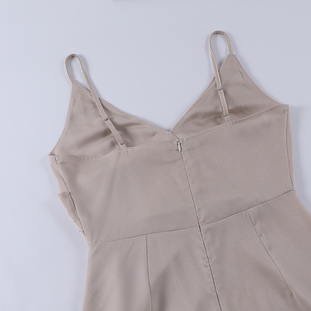Stella | Women's Slip Dress Black V Neck Satin