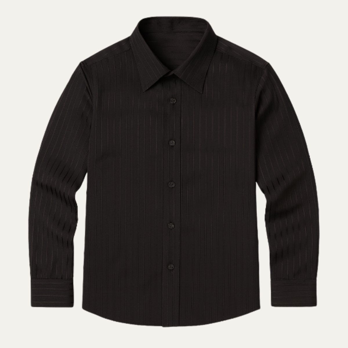 Rhys | Men's Pinstripe Dress Shirt Black Long Sleeve