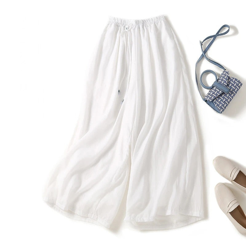 Camille | Women's Linen Maxi Skirt Cream Flowy