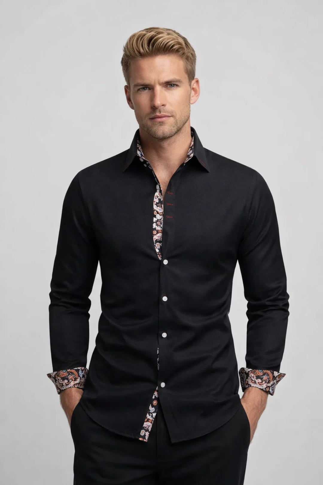 Voss | Men's Long Sleeve Dress Shirt White Button Down