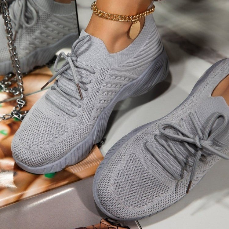 Luisa | Women's Lace Up Sneakers White Mesh Comfort Fit