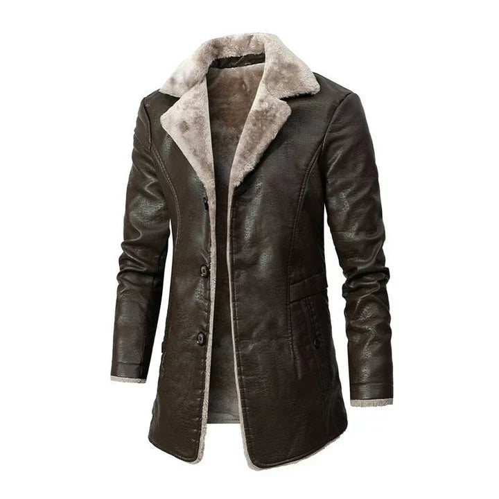 Dama Washington Langston men's fur collar mid-length coat - front view