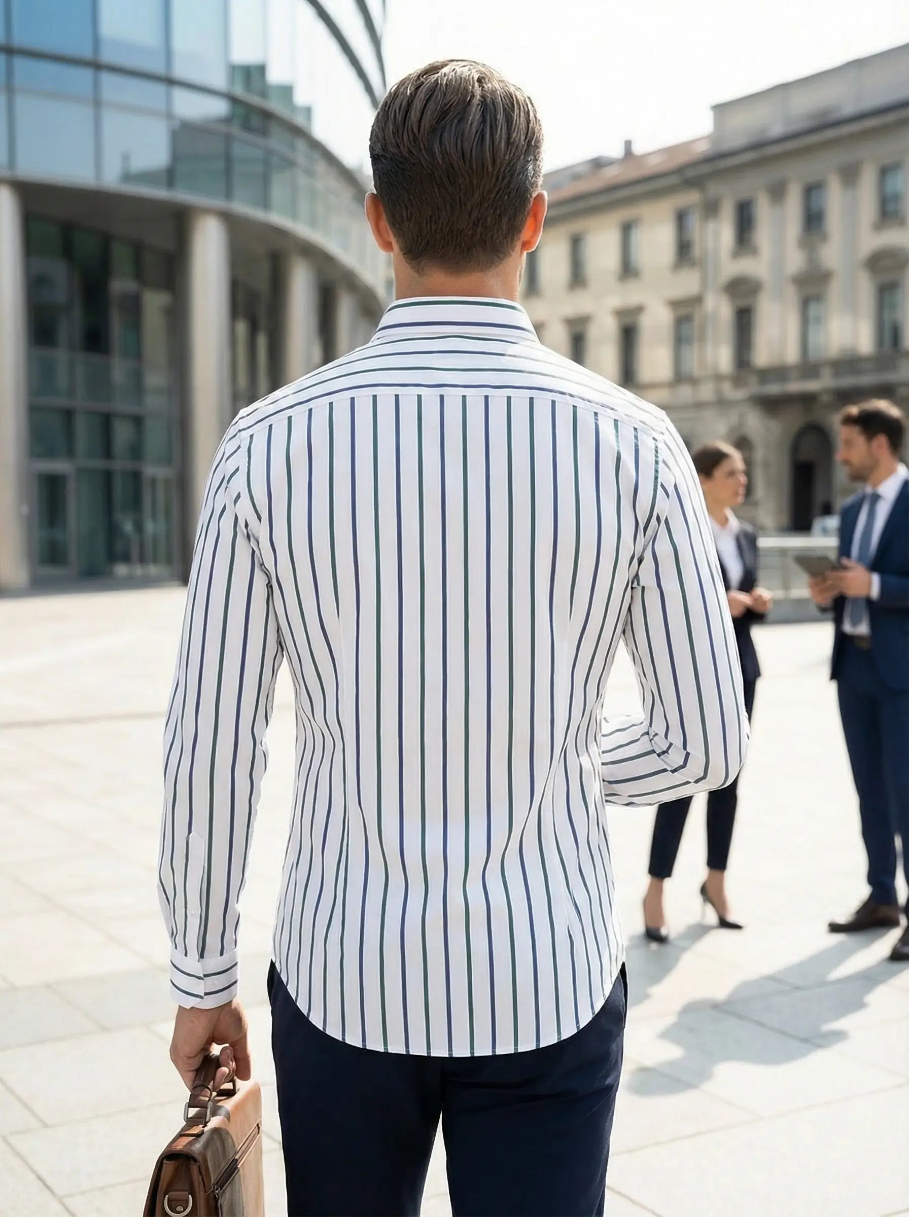 Axel | Men's Light Blue Striped Oxford Dress Shirt Long Sleeve