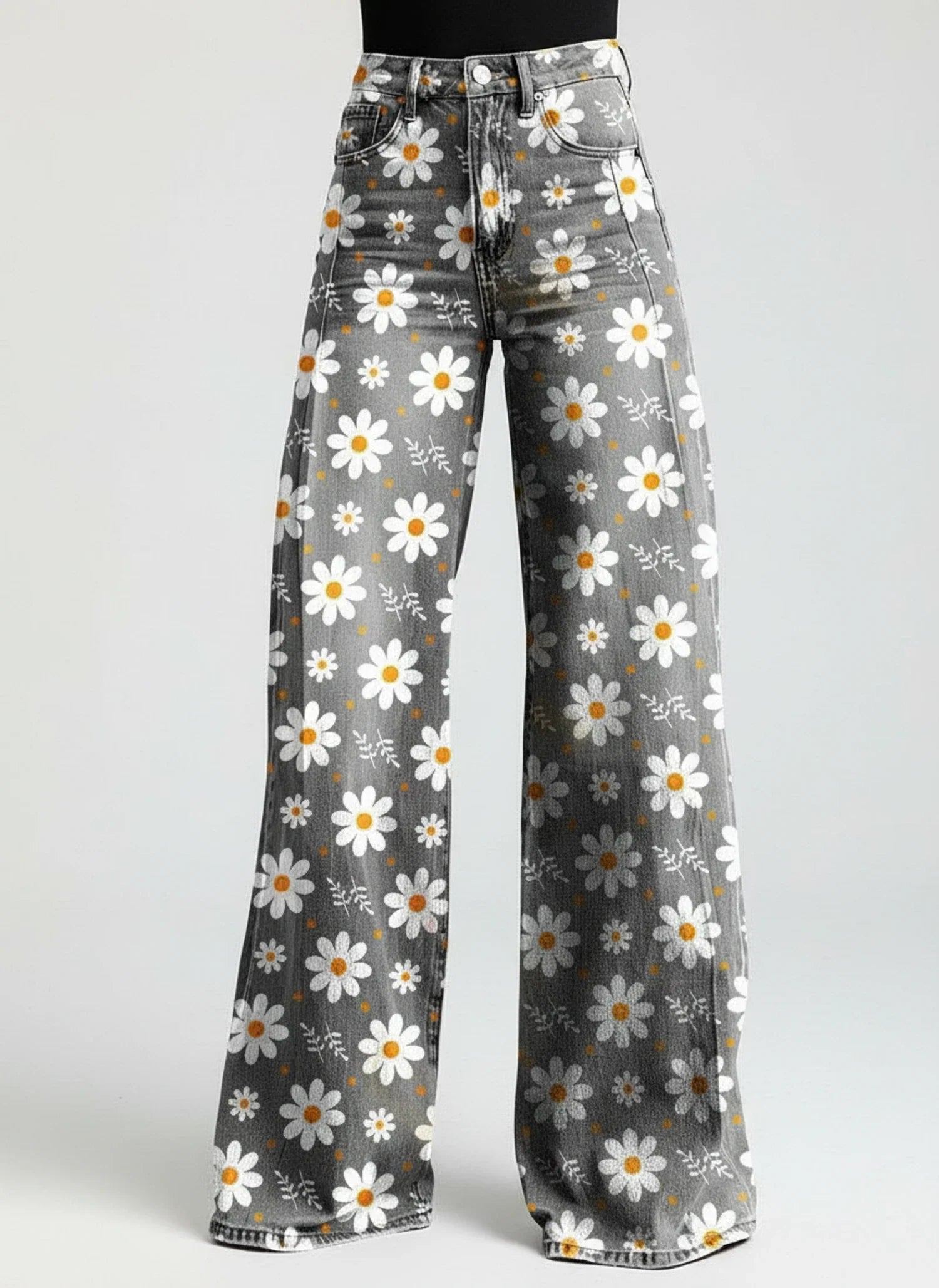 Thea | Women's Wide Leg Jeans Floral Print High Waisted